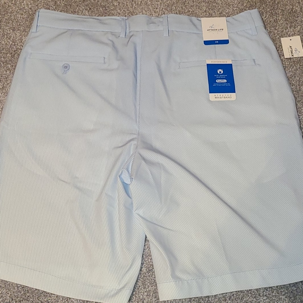Greg Norman striped pale spring blue shorts - Picture 7 of 12